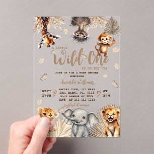Safari-Tiere Baby Shower Acryleinladungen
