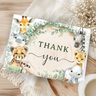 Safari-Tiere Baby Shower Dschungel gefaltete Danks Dankeskarte