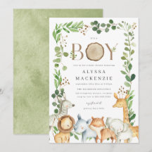 Safari-Tiere Baby Shower Einladung