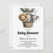 Safari-Tiere Baby Shower Einladung (Vorderseite)