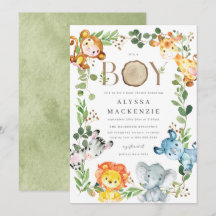 Safari-Tiere Baby Shower Einladung
