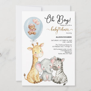 Safari-Tiere Baby Shower Einladung Süß