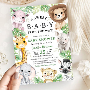 Safari-Tiere Baby Shower Geschlechtsneutraler Dsch Einladung