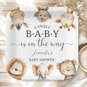 Safari-Tiere Baby Shower Geschlechtsneutraler Dsch Pappteller