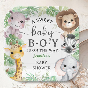 Safari-Tiere Baby Shower Junge Tropischer Dschunge Pappteller