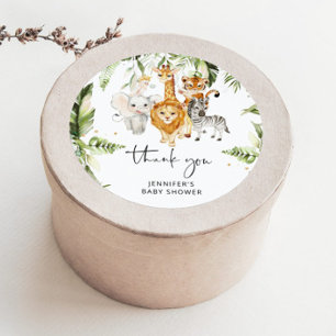 Safari-Tiere Baby Shower klassischer runder Aufkle Aufkleber