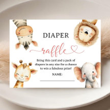 Safari-Tiere Baby Shower Mädchen Windel-Raffle