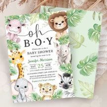 Safari-Tiere Baby Shower Oh Junge Tropischer Dschu