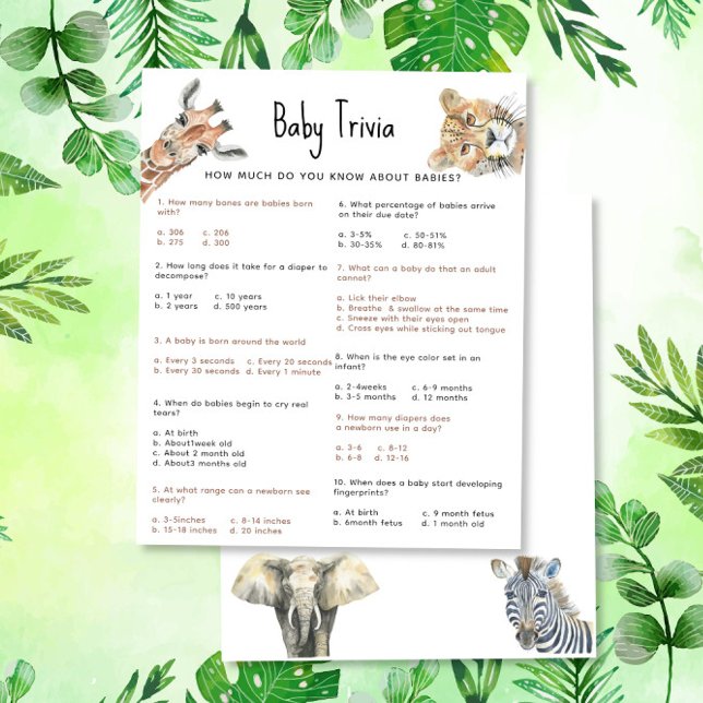 Safari-Tiere Baby Trivia | Baby Showspiel (Von Creator hochgeladen)