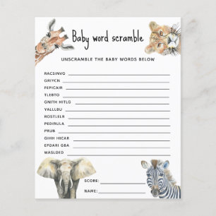 Safari-Tiere - Baby Word Scramble