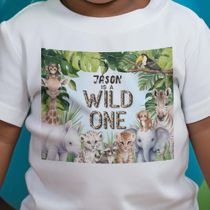 Safari Tiere, Blue Wild One, Junge 1. Geburtstag Baby T-shirt