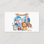 Safari-Tiere Boy Diaper Raffle Visitenkarte (Rückseite)