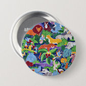Safari-Tiere, buntes Muster, Button (Vorne & Hinten)