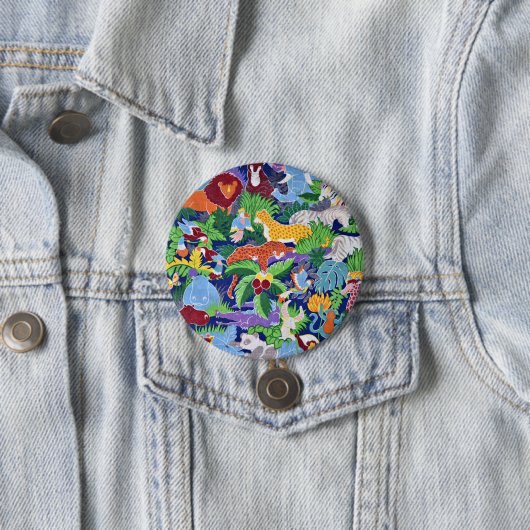 Safari-Tiere, buntes Muster, Button (Beispiel)