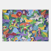 Safari-Tiere, buntes Muster, Geschenkpapier Set (Vorderseite)
