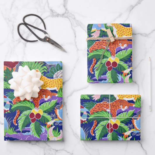 Safari-Tiere, buntes Muster, Geschenkpapier Set (Vorderseite)