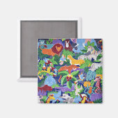 Safari-Tiere, buntes Muster, Magnet (Vorderseite/Rückseite)