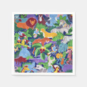 Safari-Tiere, buntes Muster, Serviette (Vorderseite)