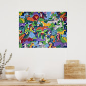 Safari-Tiere buntes Musterplakat Poster (Küche)