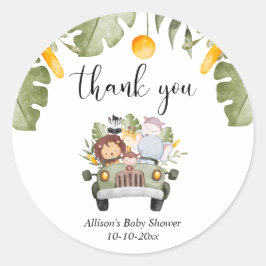 Safari-Tiere Dschungel Thema wild Runder Aufkleber