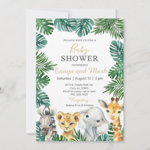 Safari-Tiere, Dschungel-Tiere Baby-Shower-Einladun Einladung