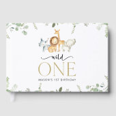 Safari Tiere, Dschungel, Wild One, erster Geburtst Gästebuch (Vorderseite)