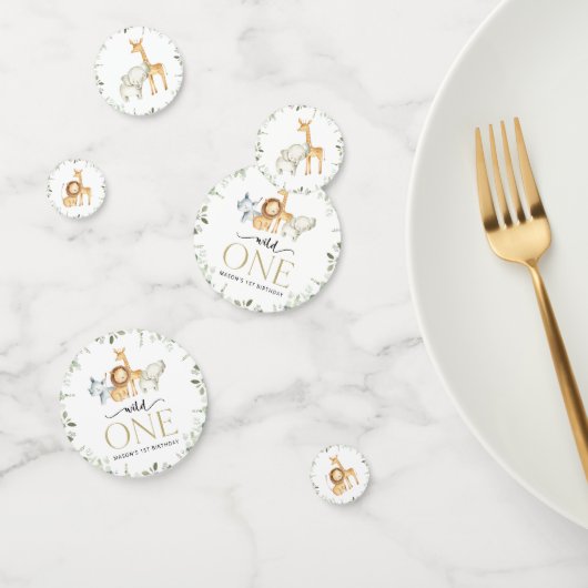 Safari Tiere, Dschungel, Wild One, erster Geburtst Konfetti (Gruppe)