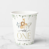 Safari Tiere, Dschungel, Wild One, erster Geburtst Pappbecher (Vorderseite)