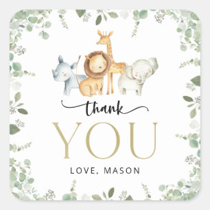 Safari Tiere, Dschungel, Wild One, erster Geburtst Quadratischer Aufkleber