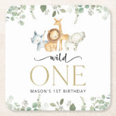 Safari Tiere, Dschungel, Wild One, erster Geburtst Rechteckiger Pappuntersetzer (Vorderseite)