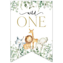 Safari Tiere, Dschungel, Wild One, erster Geburtst Wimpelkette