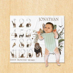 Safari-Tiere Dschungel Zahlen Meile Stein Alter Lö Fleecedecke