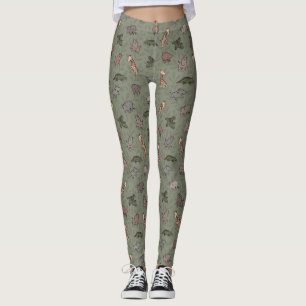 Safari-Tiere (Elefant, Giraffe, Krokodil & Nashorn Leggings
