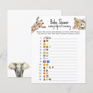 Safari-Tiere - Emoji-Kinderspiel-Babydusche