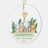 Safari Tiere Erste Weihnachten Keramik Ornament (Links)