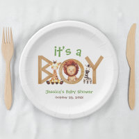 Safari-Tiere Es ist ein Junge Holz Baby-Party