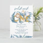 Safari Tiere Exotic erste Geburtstag Einladung (Stehend Vorderseite)