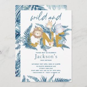 Safari Tiere Exotic erste Geburtstag Einladung