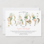Safari-Tiere fahren mit Baby-Dusche Grün pink Einladung (Vorderseite)