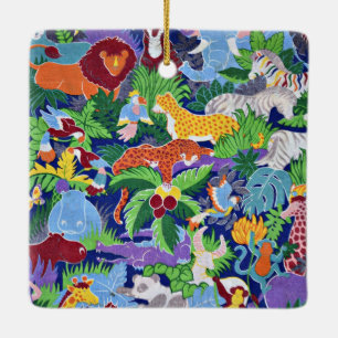 Safari Tiere farbenfrohe Muster Keramikornament