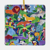 Safari Tiere farbenfrohe Muster Keramikornament (Vorderseite)
