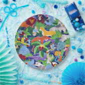 Safari Tiere farbenfrohe Muster Pappteller (Party)