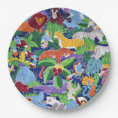 Safari Tiere farbenfrohe Muster Pappteller (Vorderseite)
