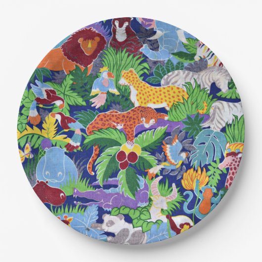 Safari Tiere farbenfrohe Muster Pappteller (Vorderseite)