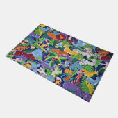 Safari-Tiere farbiges Muster Fußmatte (Schrägansicht)