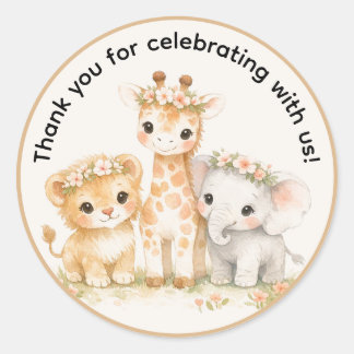 Safari-Tiere Florales Mädchen Boho Dankeschön Runder Aufkleber