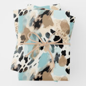 Safari-Tiere für Druckmuster Blau und Beige Geschenkpapier Set (Beispiel)