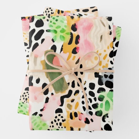 Safari Tiere Fur Druckmuster Muster farbenfroh Geschenkpapier Set (Beispiel)