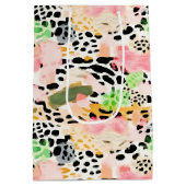 Safari Tiere Fur Druckmuster Muster farbenfroh Mittlere Geschenktüte (Rückseite)