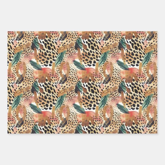 Safari Tiere für Druckmuster Muster Savannah Boho Geschenkpapier Set (Vorderseite 2)